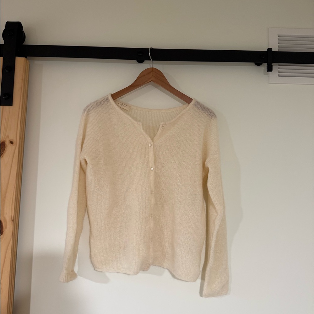 Sezane Cream Cardigan Sweater gaspard